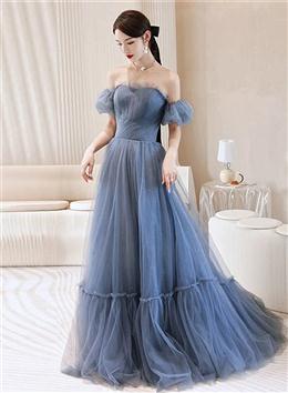 Picture of Pretty Blue Glitter Gown Dresses, Long Prom Long Dresses Evening Gown